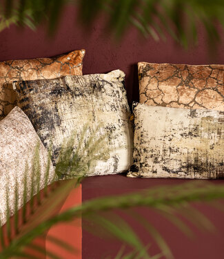 PTMD Curt Kussen | Fluweel | Crème Met Print | 50x50 cm