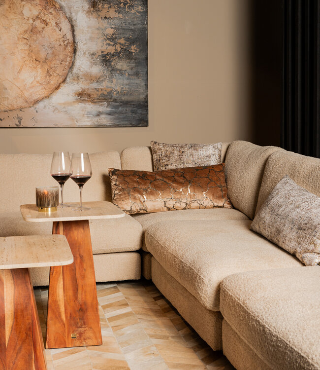 PTMD Curt Kussen | Fluweel | Crème Met Print | 50x50 cm