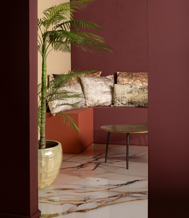 PTMD Curt Kussen | Fluweel | Crème Met Print | 50x50 cm