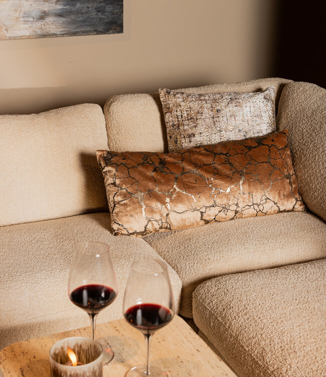 PTMD Curt Kussen | Fluweel | Crème Met Print | 50x50 cm