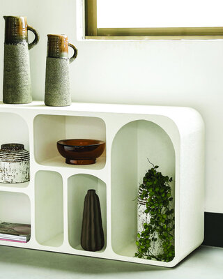 PTMD Emmelie White MDF ruwe organische vorm kast laag