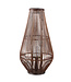 PTMD Lysia Brown ronde bamboe lantaarn met glas L