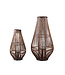 PTMD Lysia Brown ronde bamboe lantaarn met glas L