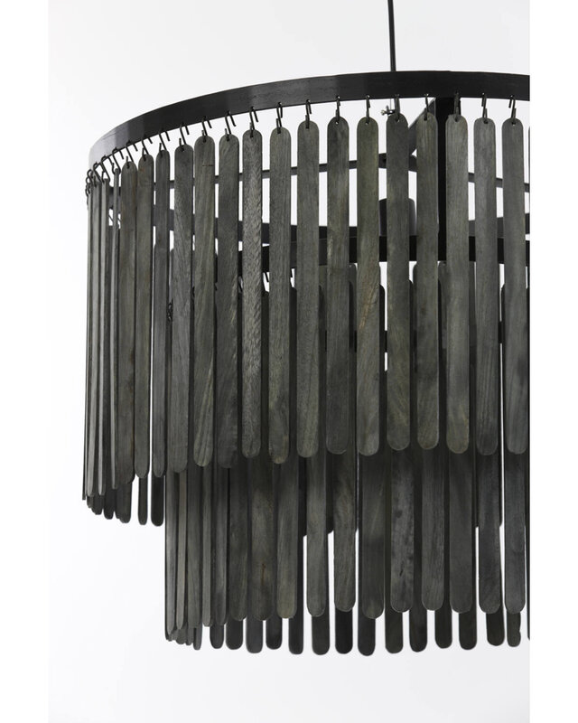 Light&Living Hanglamp Ø60x43 cm GULARO hout mat zwart
