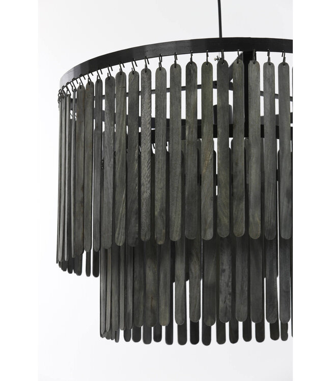 Light&Living Hanglamp Ø60x43 cm GULARO hout mat zwart