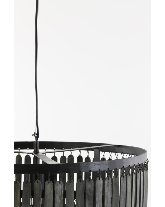 Light&Living Hanglamp Ø60x43 cm GULARO hout mat zwart