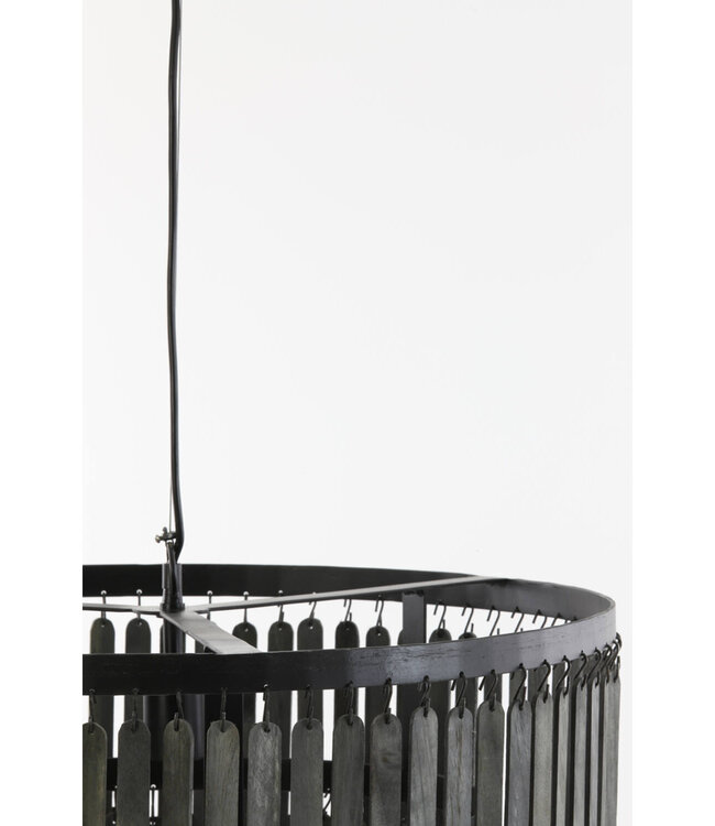 Light&Living Hanglamp Ø60x43 cm GULARO hout mat zwart