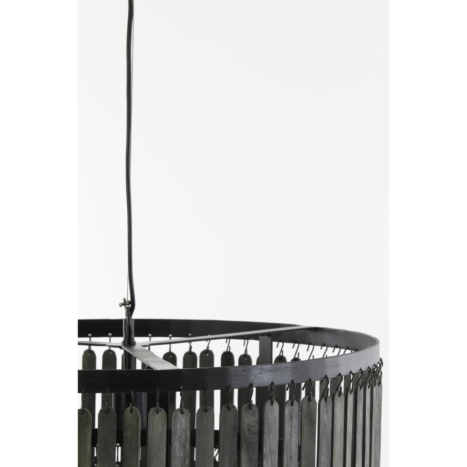 Light&Living Hanglamp Ø60x43 cm GULARO hout mat zwart
