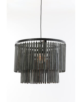 Light&Living Hanglamp Ø60x43 cm GULARO hout mat zwart