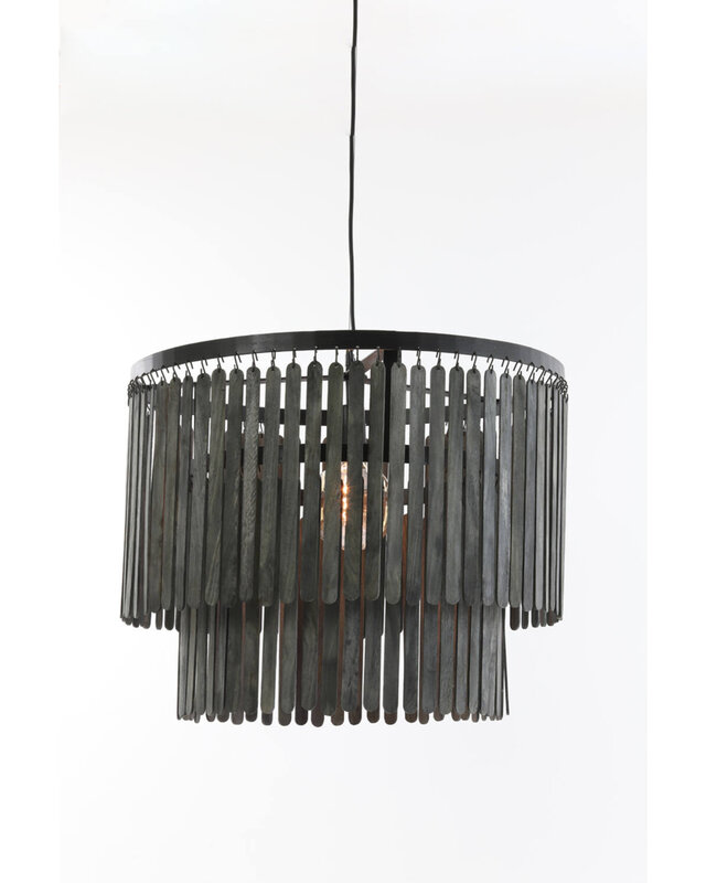 Light&Living Hanglamp Ø60x43 cm GULARO hout mat zwart