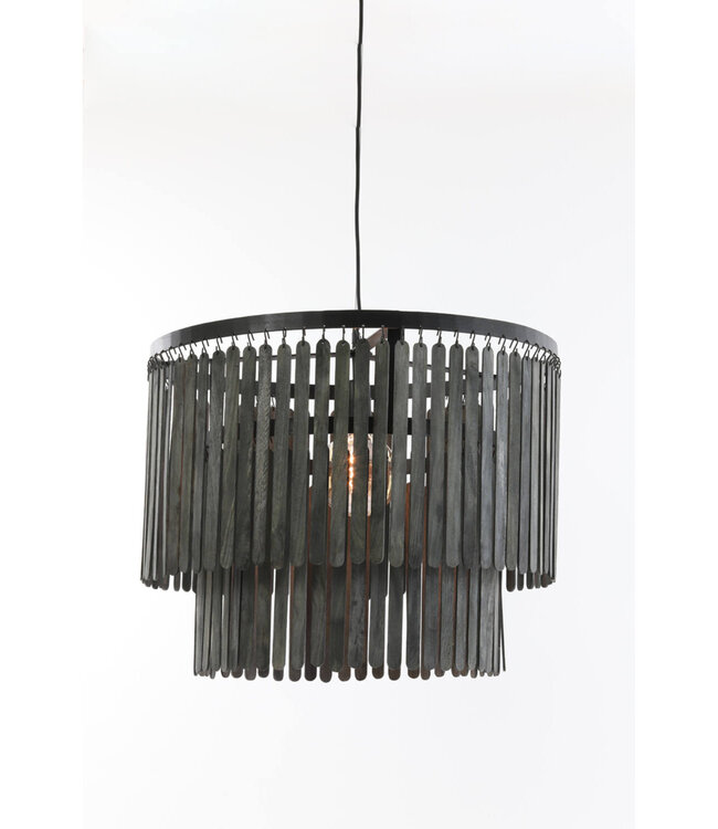 Light&Living Hanglamp Ø60x43 cm GULARO hout mat zwart
