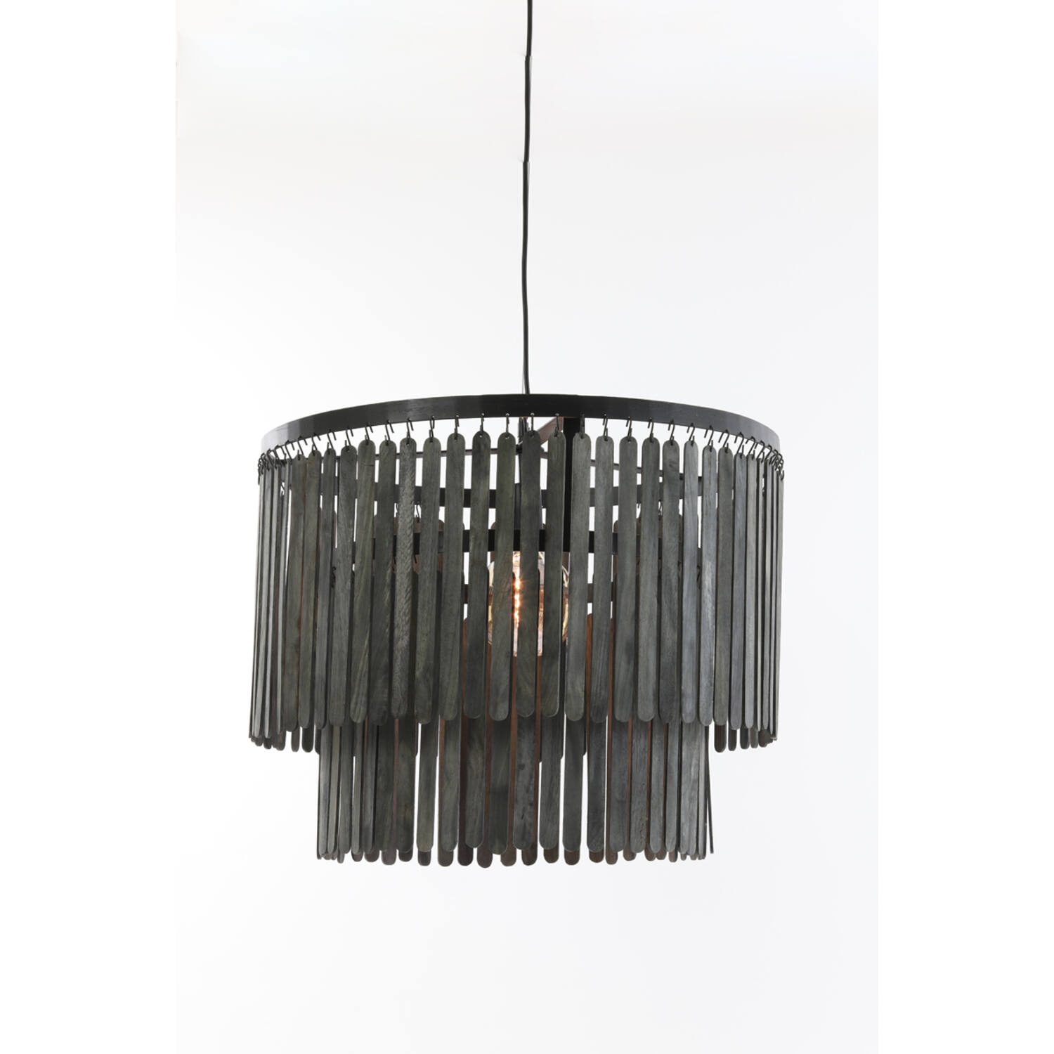 Light&Living Hanglamp Ø60x43 cm GULARO hout mat zwart