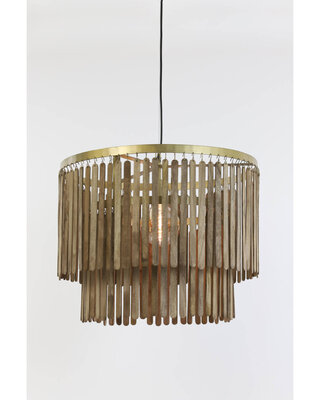 Light&Living Hanglamp Gularo – Hout Bruin+brons
