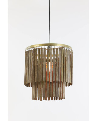 Light&Living Hanglamp Ø45x43 cm GULARO hout bruin+brons