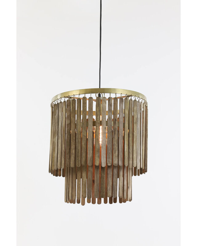 Light&Living Hanglamp Ø45x43 cm GULARO hout bruin+brons