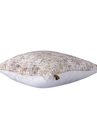 PTMD Curt Cream fluwelen vierkante kussen met vierkante print 50H x 50L