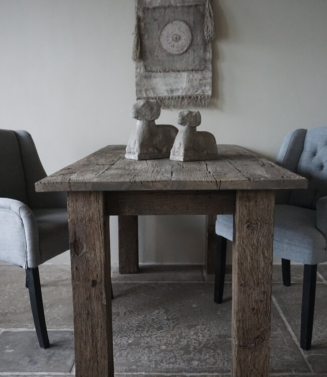 Rene Houtman Eetkamertafel Liedi Geborsteld Oud Eikenhout - Kies Maat