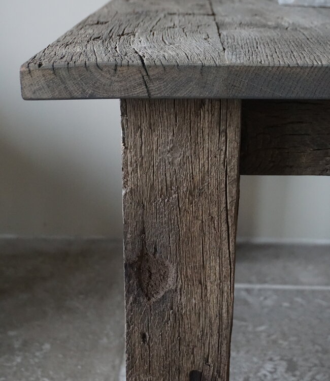 Rene Houtman Eetkamertafel Liedi Geborsteld Oud Eikenhout - Kies Maat