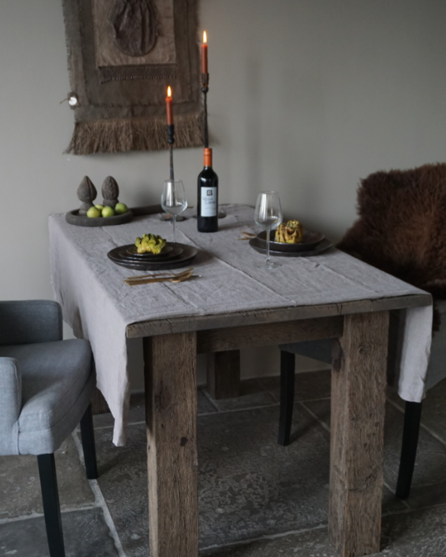 Rene Houtman Eetkamertafel Liedi Geborsteld Oud Eikenhout - Kies Maat