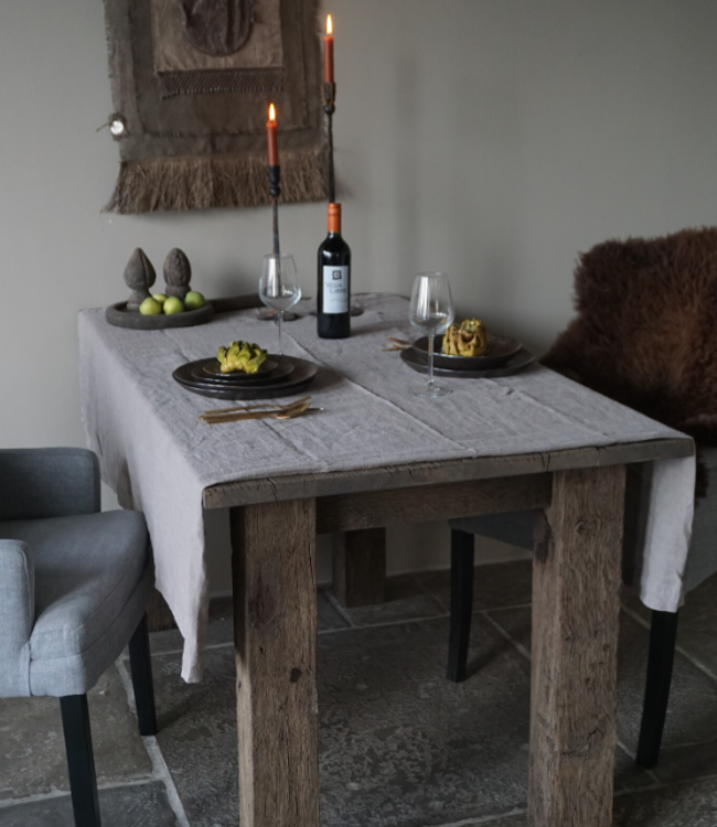 Rene Houtman Eetkamertafel Liedi Geborsteld Oud Eikenhout - Kies Maat