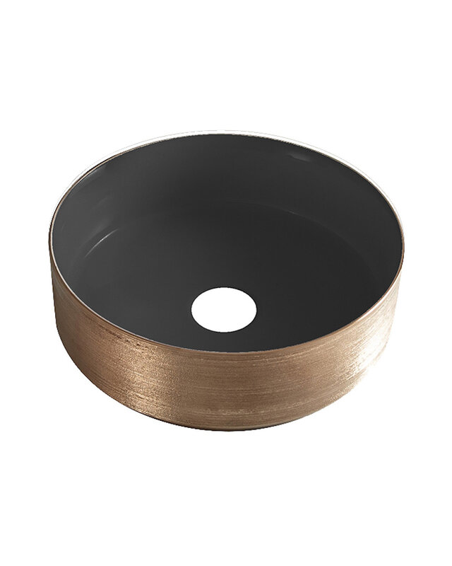 Wiesbaden Mondri Waskom 36x36 Cm Rond Geborsteld Brons Koper / Mat Zwart