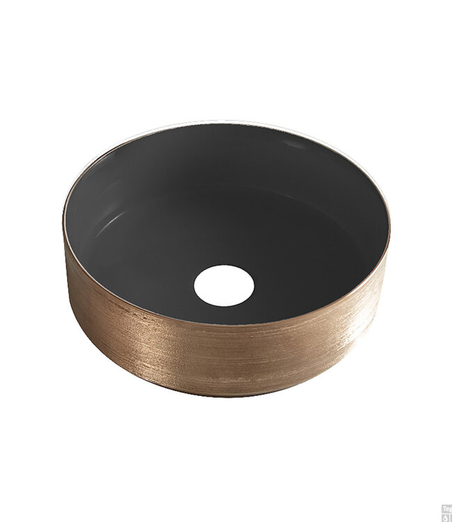 Wiesbaden Mondri Waskom 36x36 Cm Rond Geborsteld Brons Koper / Mat Zwart