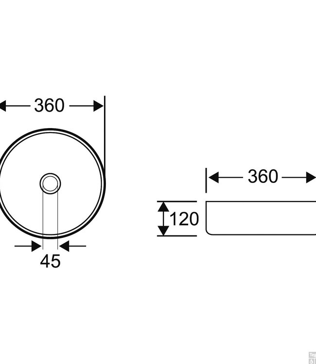 Wiesbaden Mondri waskom rond 36 x 36 x 12 cm glans wit/geborsteld goud