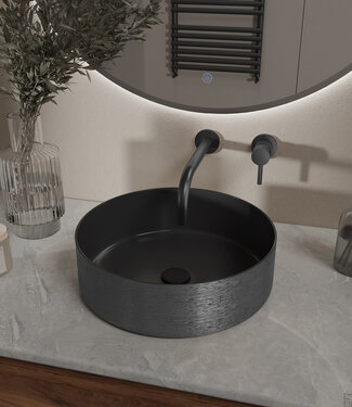 Wiesbaden Mondri Waskom 36x36 Cm Rond Gunmetal / Mat Zwart