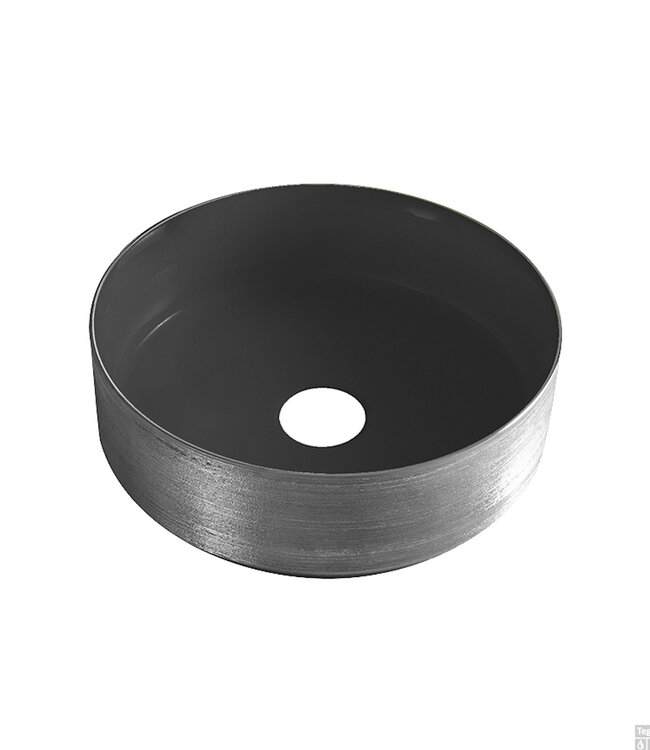 Wiesbaden Mondri Waskom 36x36 Cm Rond Gunmetal / Mat Zwart