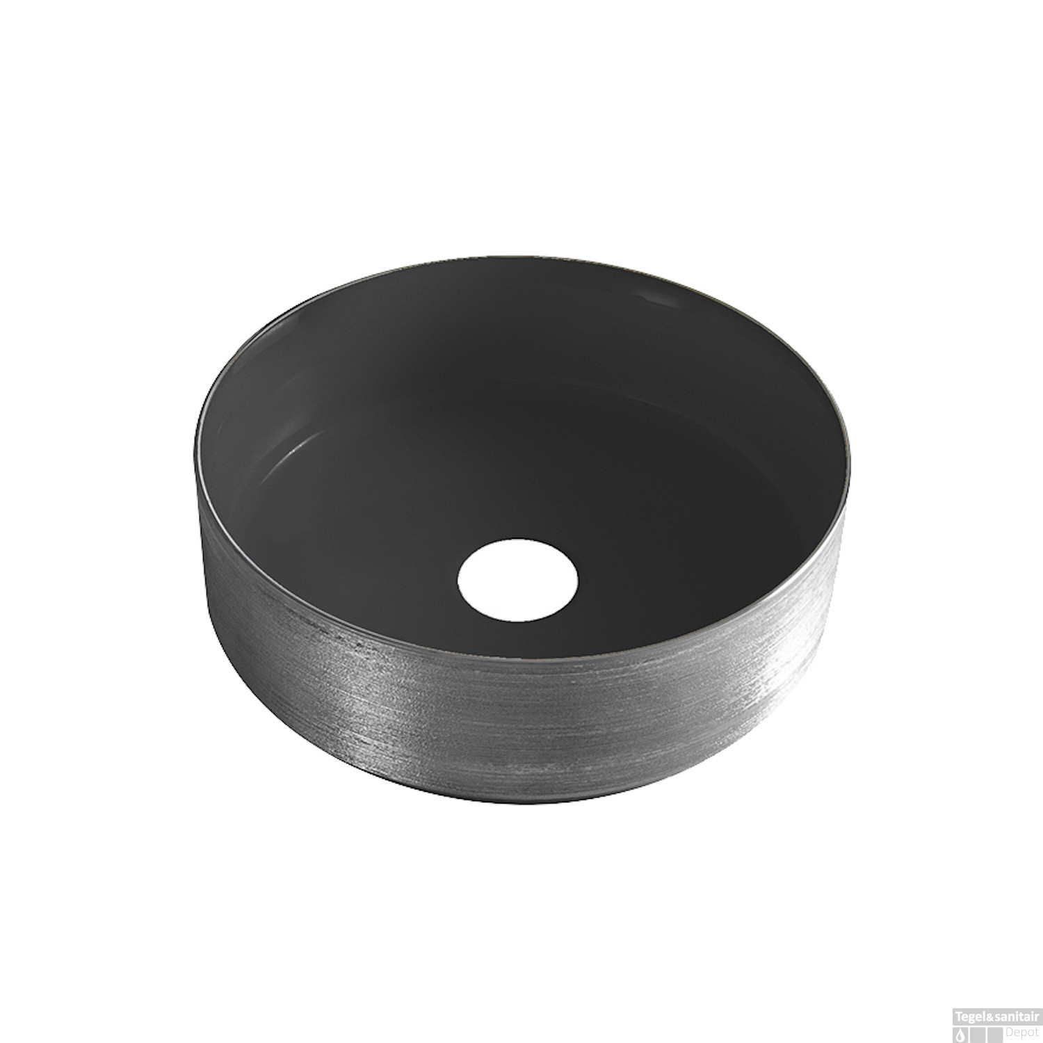 Wiesbaden Mondri Waskom 36x36 Cm Rond Gunmetal / Mat Zwart