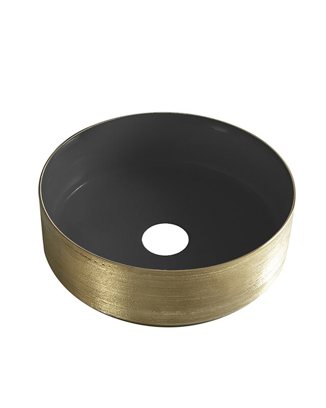 Wiesbaden Mondri Waskom 36 x 36 x 12 cm mat zwart/geborsteld goud