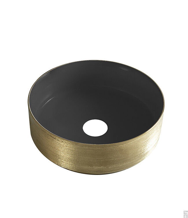 Wiesbaden Mondri Waskom 36 x 36 x 12 cm mat zwart/geborsteld goud