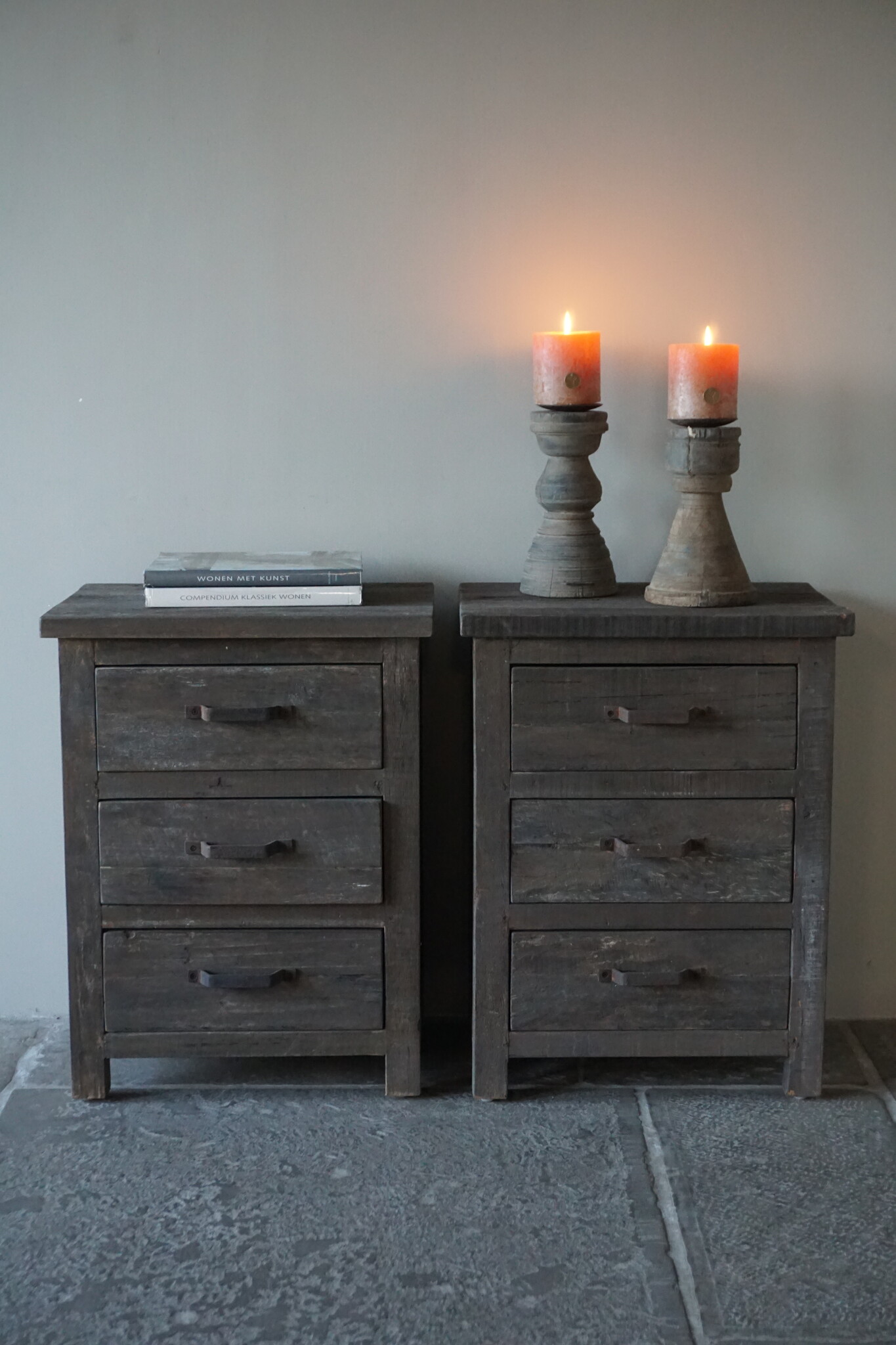 Rene Houtman Set Van 2 Nachtkastjes | Driftwood | 3 Lades
