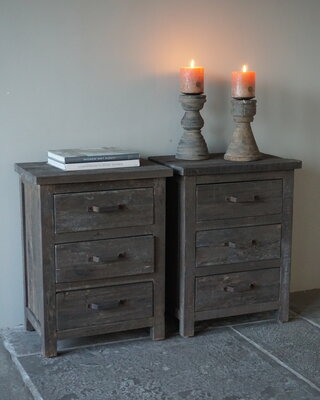 Rene Houtman Set Van 2 Nachtkastjes | Driftwood | 3 Lades