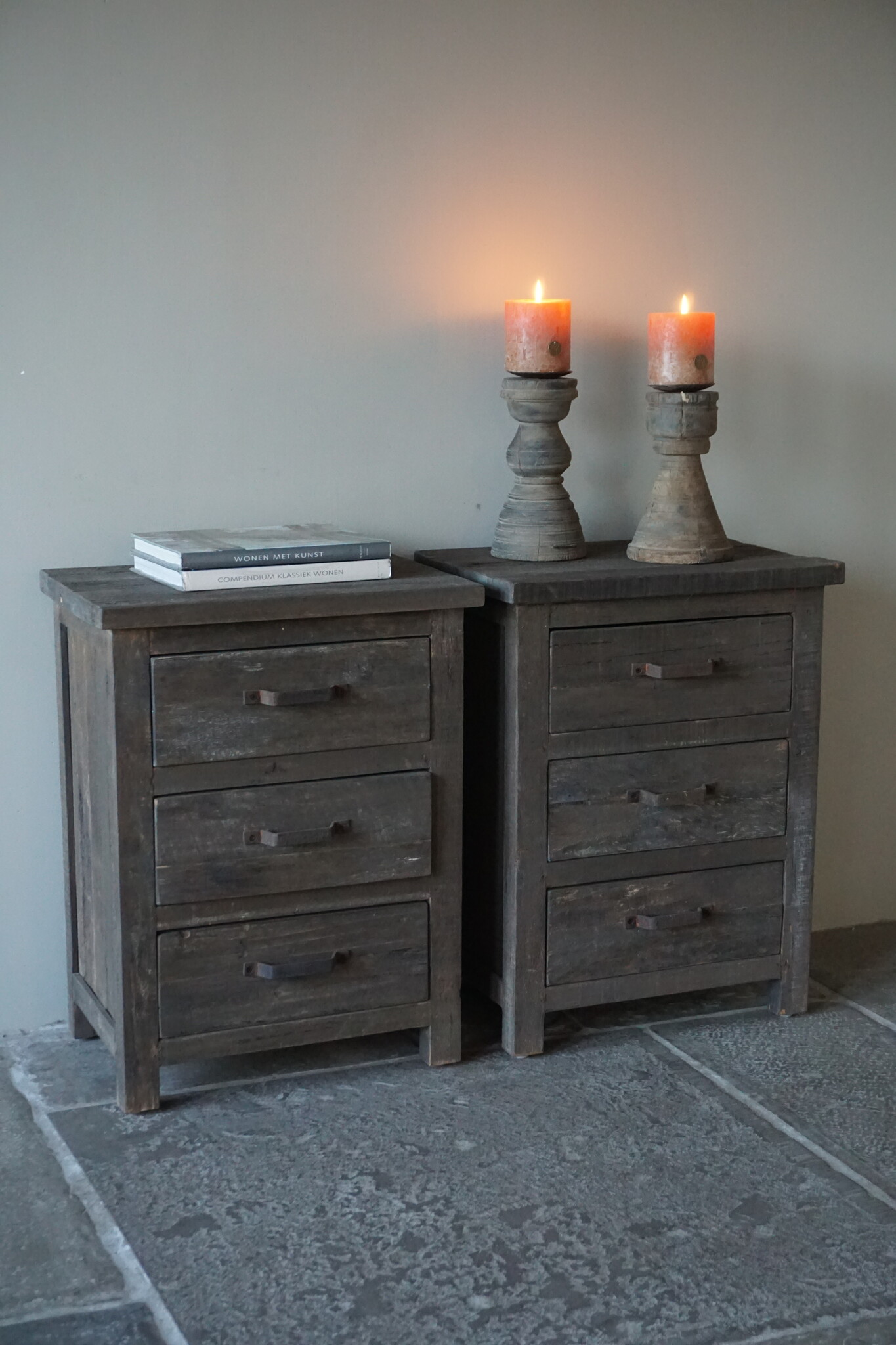 Rene Houtman Set Van 2 Nachtkastjes | Driftwood | 3 Lades