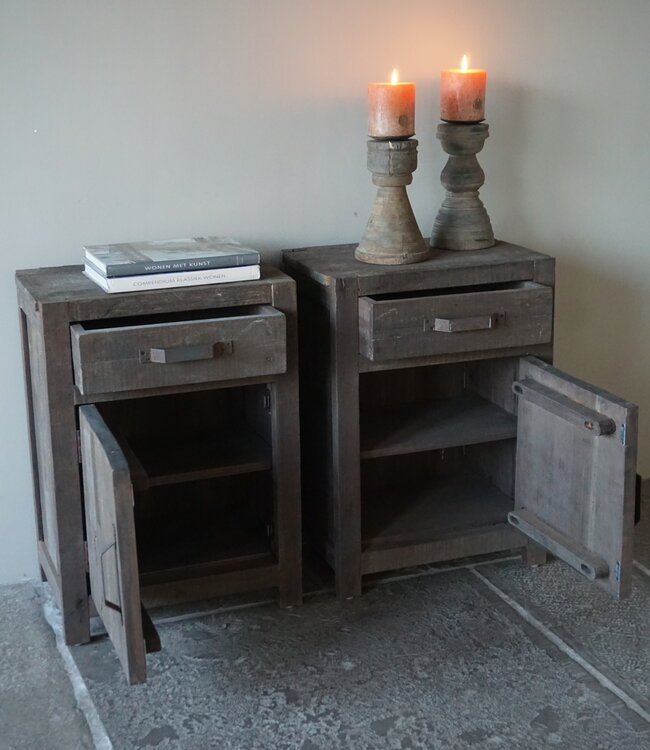 Rene Houtman Set Van 2 Nachtkastjes | Driftwood | 1 Deur 1 Lade