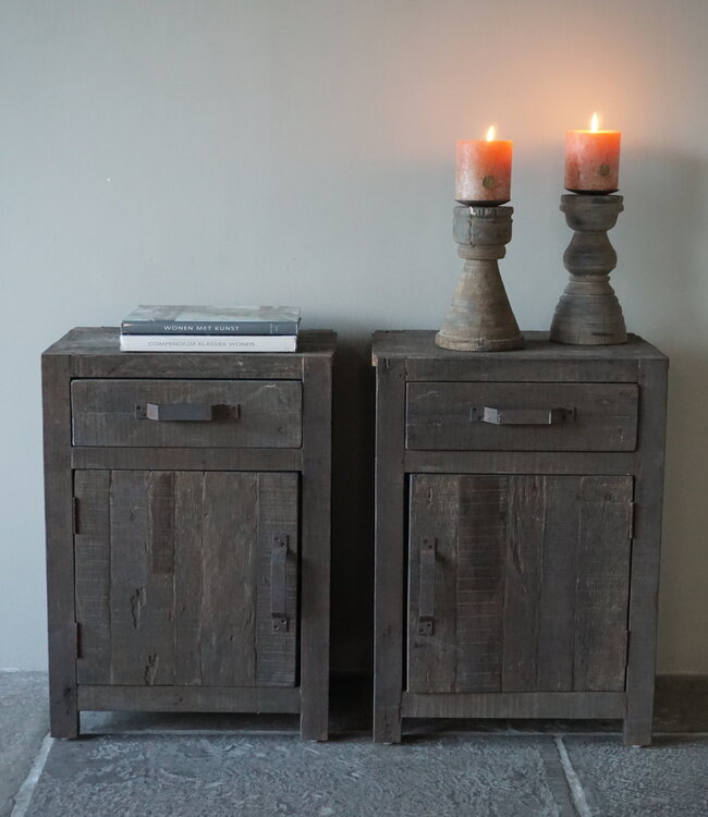 Rene Houtman Set Van 2 Nachtkastjes | Driftwood | 1 Deur 1 Lade