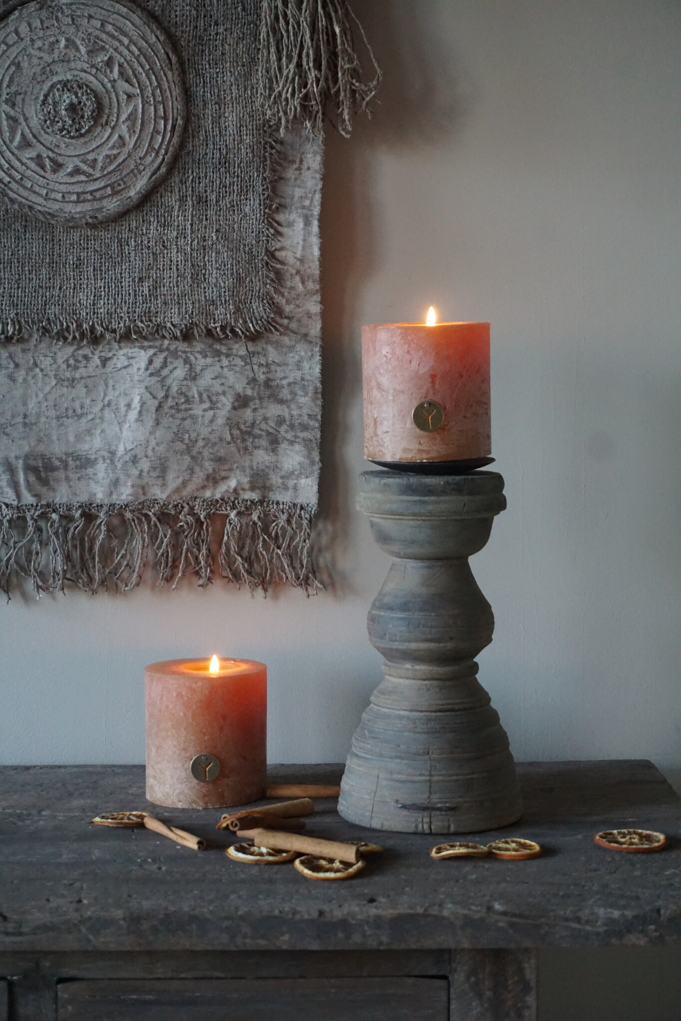 Rene Houtman Unieke Kandelaar | Oud Hout | H29 x D15 cm