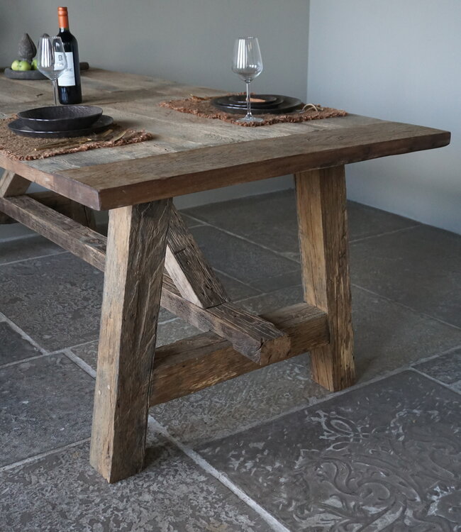Rene Houtman Kloostertafel Massief Eikenhout | H79xB100xL220 cm