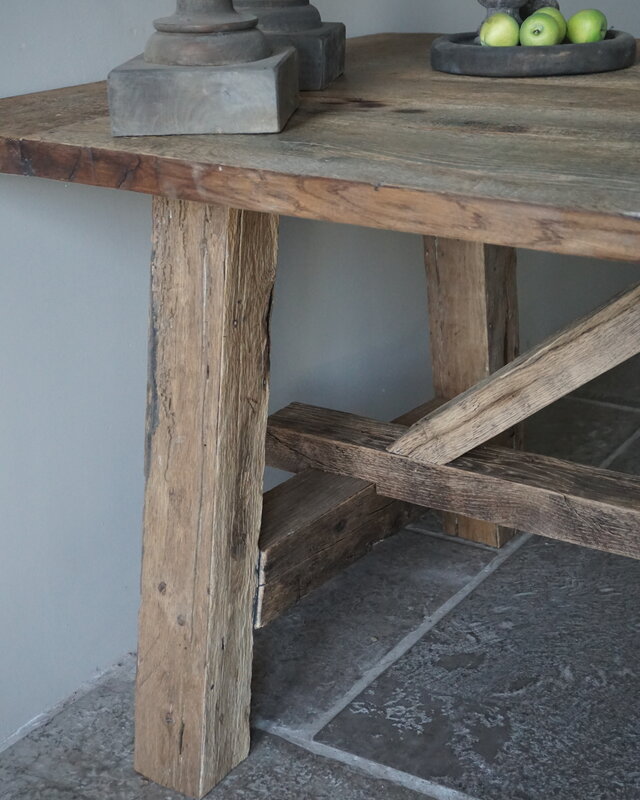 Rene Houtman Kloostertafel Massief Eikenhout | H79xB100xL220 cm