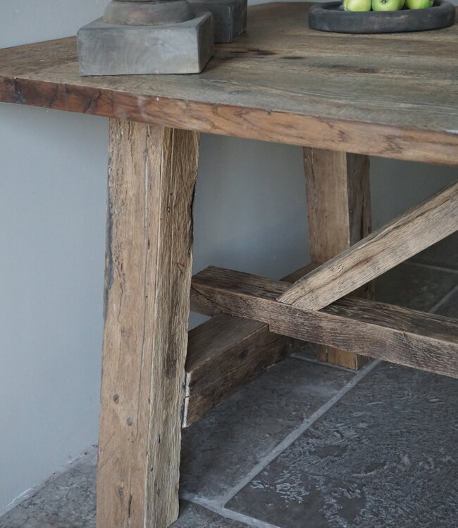 Rene Houtman Kloostertafel Massief Eikenhout | H79xB100xL220 cm