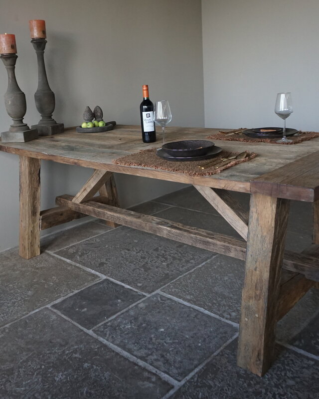 Rene Houtman Kloostertafel Massief Eikenhout | H79xB100xL220 cm