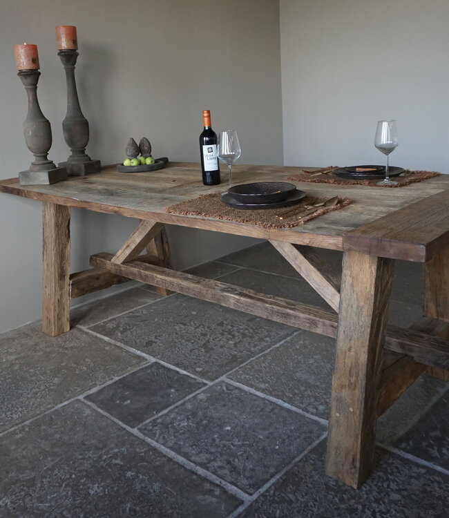 Rene Houtman Kloostertafel Massief Eikenhout | H79xB100xL220 cm