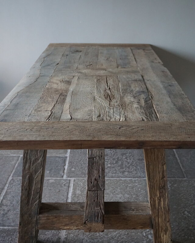 Rene Houtman Kloostertafel Massief Eikenhout | H79xB100xL220 cm