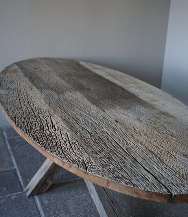 Rene Houtman Eetkamertafel Ovaal | Geborsteld Oud Eiken | L240 cm