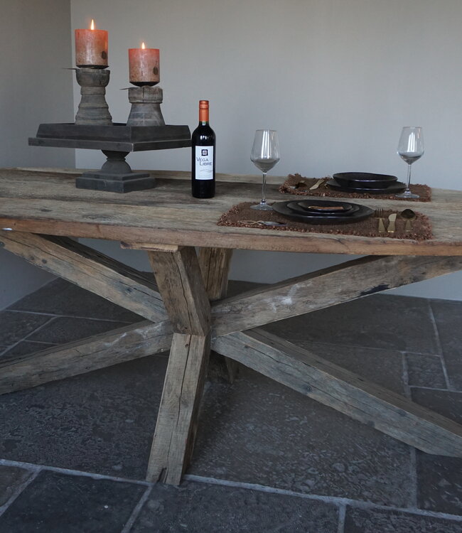 Rene Houtman Eetkamertafel Ovaal | Geborsteld Oud Eiken | L240 cm