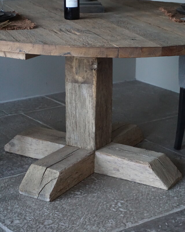 Rene Houtman Eetkamertafel Rond | Geborsteld Oud Eiken | Ø160 cm