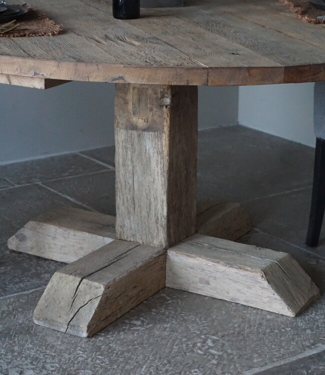 Rene Houtman Eetkamertafel Rond | Geborsteld Oud Eiken | Ø160 cm