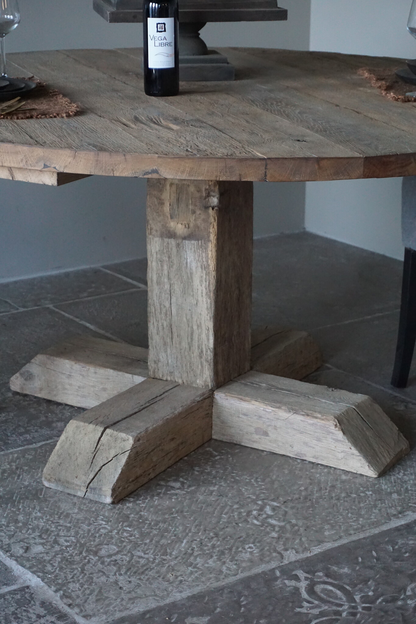 Rene Houtman Eetkamertafel Rond | Geborsteld Oud Eiken | Ø160 cm