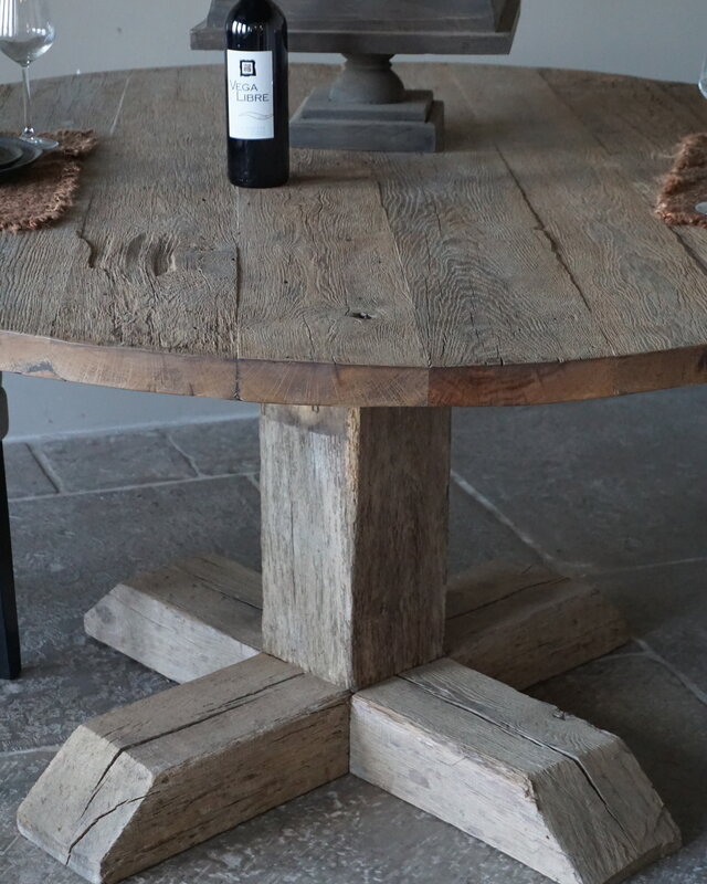 Rene Houtman Eetkamertafel Rond | Geborsteld Oud Eiken | Ø160 cm